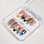 Press-On Nail Set Floral & Glam Reusable Case