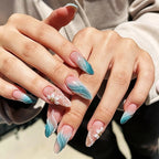Press-On Nail Set Floral & Glamorous Long-Lasting Adhesive Included