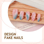 Press-On Nail Set Floral & Glamorous Long-Lasting Adhesive Included