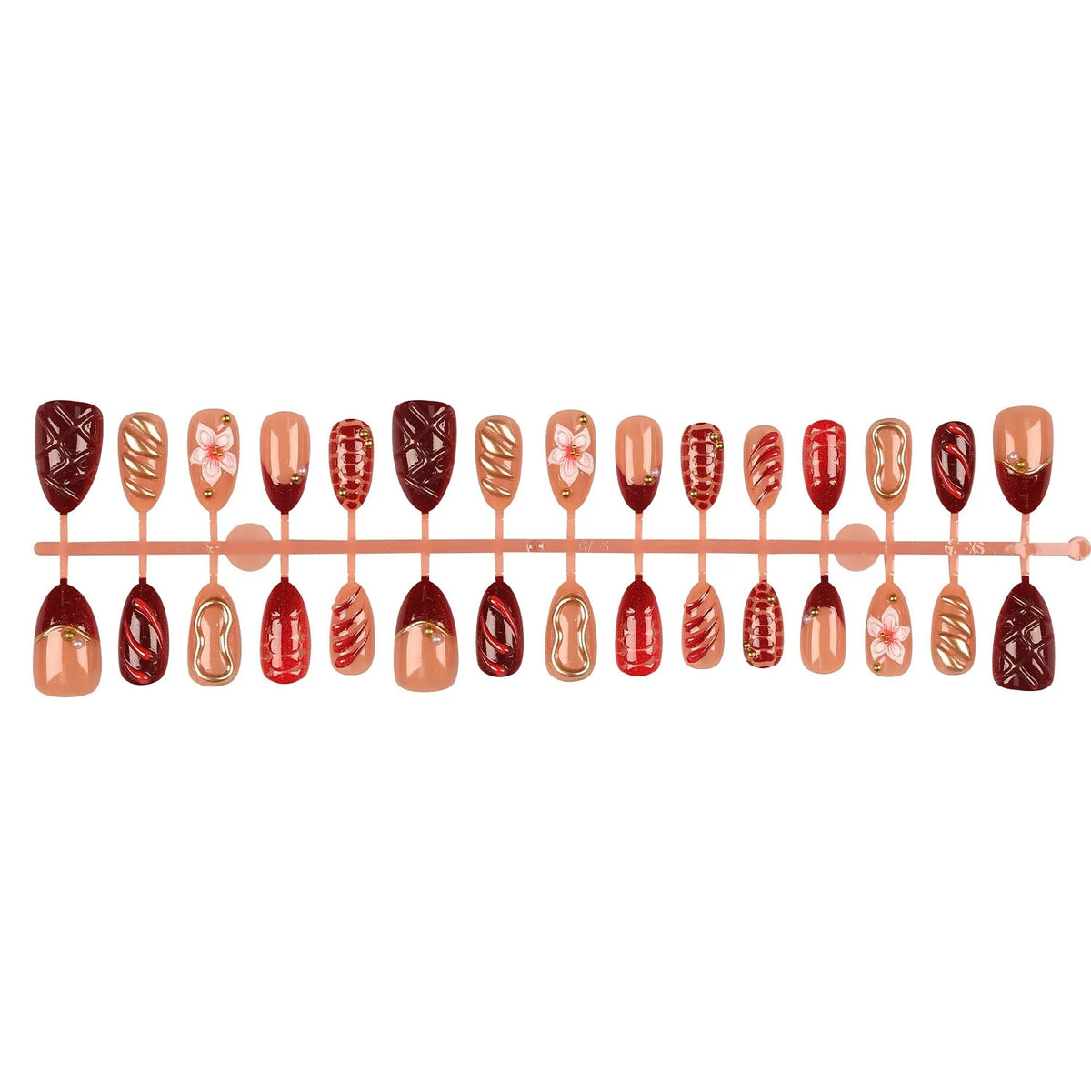 Press-On Nail Set Floral & Glitter 10-Piece