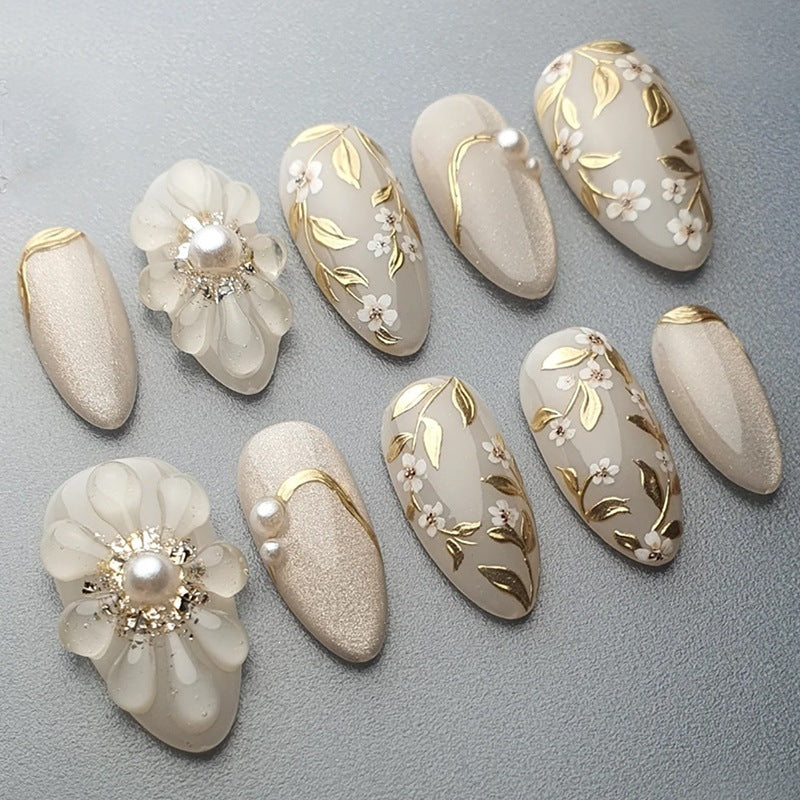 Press-On Nail Set Floral & Glitter 24-Piece