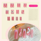 Press-On Nail Set Floral & Glitter 24-Piece Long-Lasting
