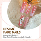 Press-On Nail Set Floral & Glitter 24-Piece Long-Lasting