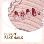 Press-On Nail Set Floral & Glitter 24-Piece Reusable