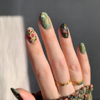 Press-On Nail Set Floral & Glitter 35 Nail Tips