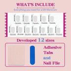 Press-On Nail Set Floral & Glitter 35 Nail Tips