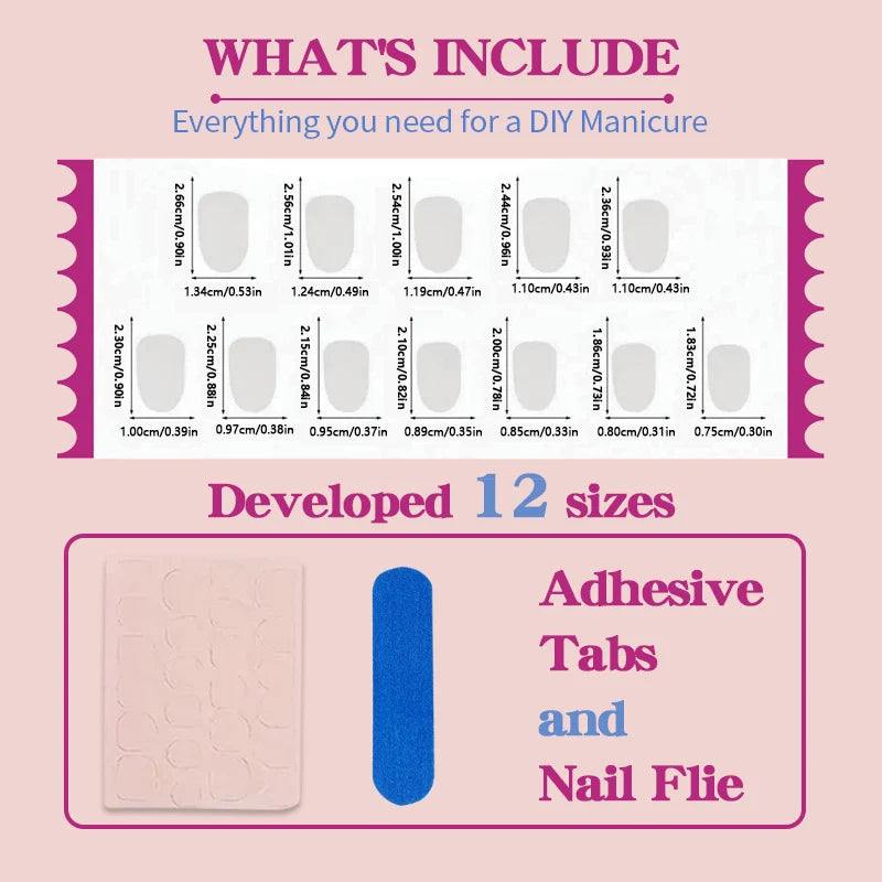 Press-On Nail Set Floral & Glitter 35 Nail Tips