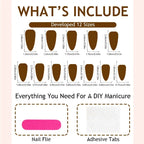 Press-On Nail Set Floral & Glitter Adhesive Included
