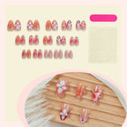Press-On Nail Set Floral & Glitter Adhesive Included