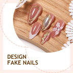 Press-On Nail Set Floral & Glitter Adhesive Pads