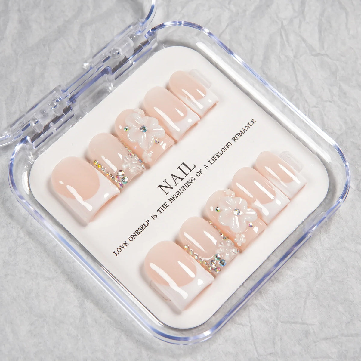 Press-On Nail Set Floral & Glitter Comfortable Fit