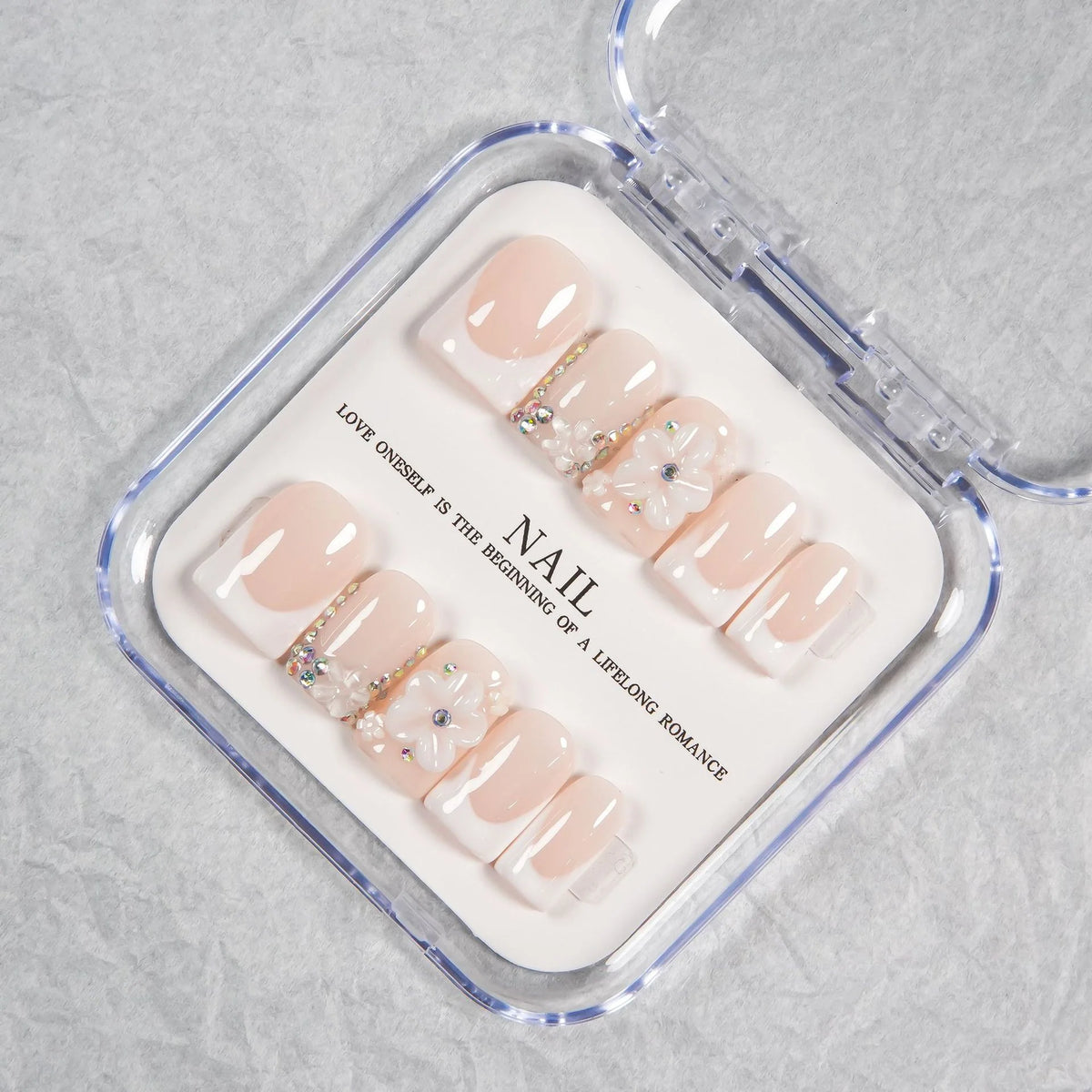 Press-On Nail Set Floral & Glitter Comfortable Fit