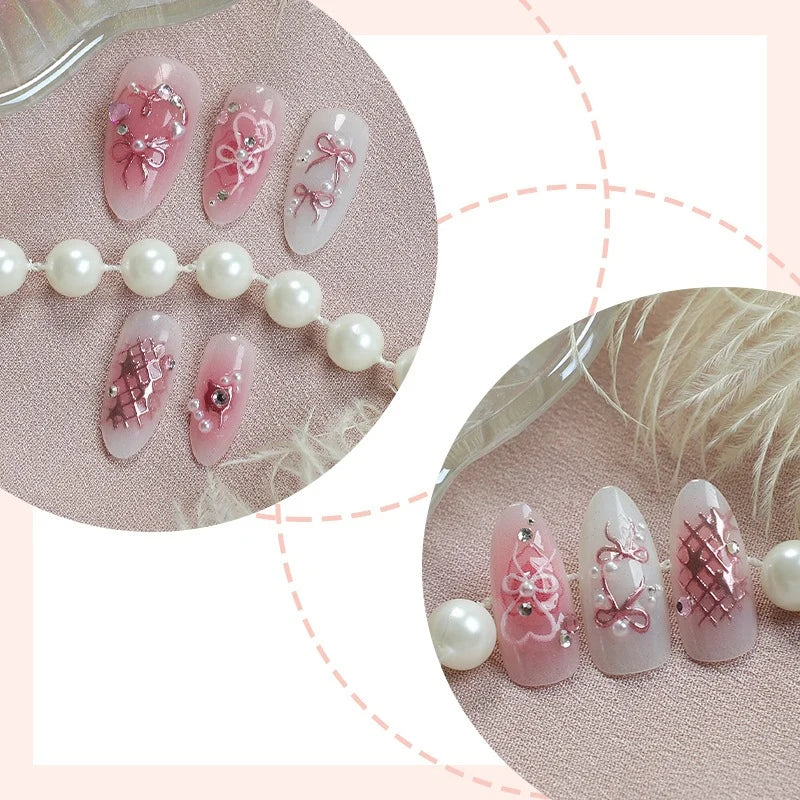 Press-On Nail Set Floral & Glitter Easy Application