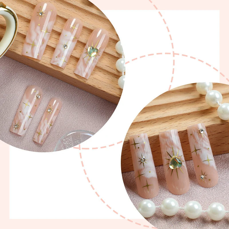 Press-On Nail Set Floral & Glitter Easy Application
