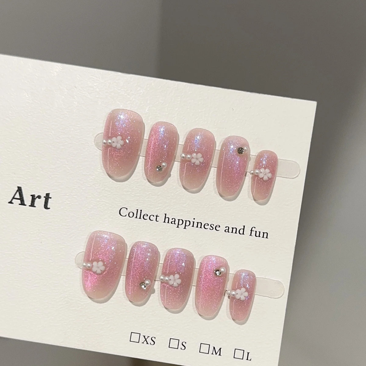 Press-On Nail Set Floral & Glitter Easy Application