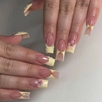 Press-On Nail Set Floral Glitter Easy Application