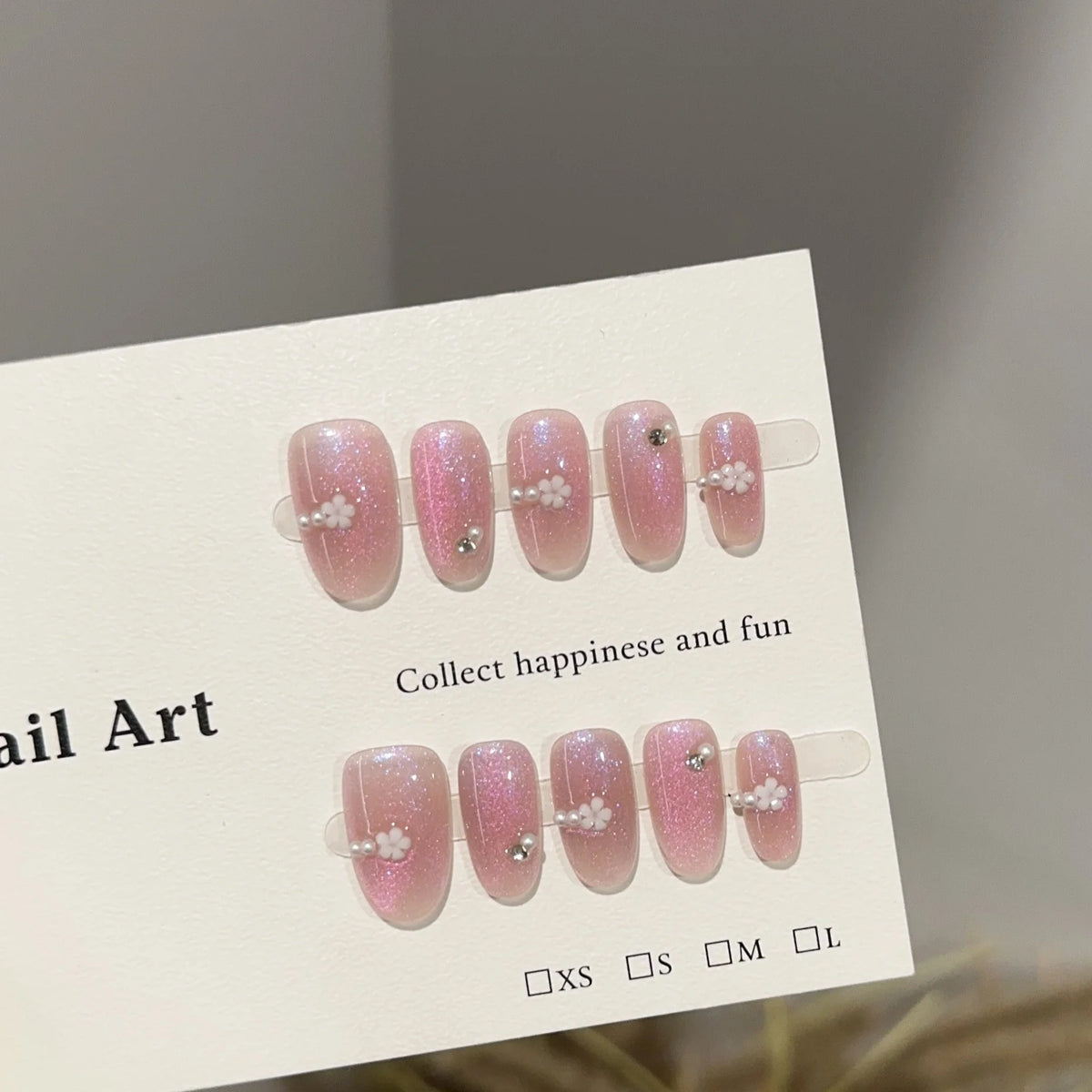 Press-On Nail Set Floral & Glitter Easy Application