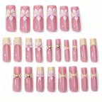 Press-On Nail Set Floral Glitter Easy Application