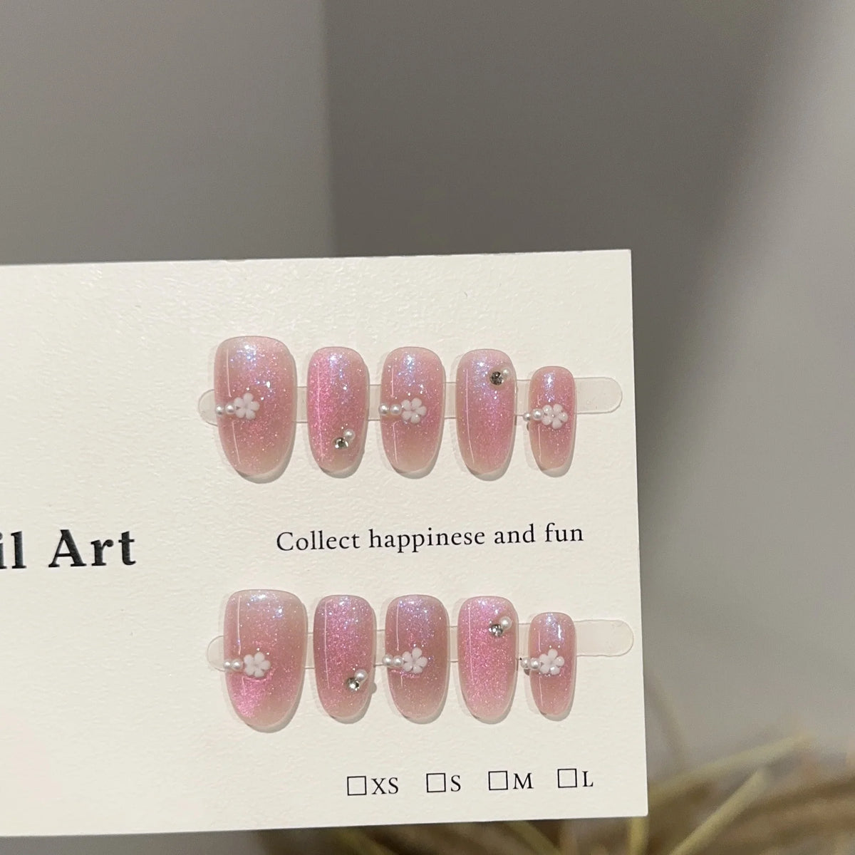 Press-On Nail Set Floral & Glitter Easy Application