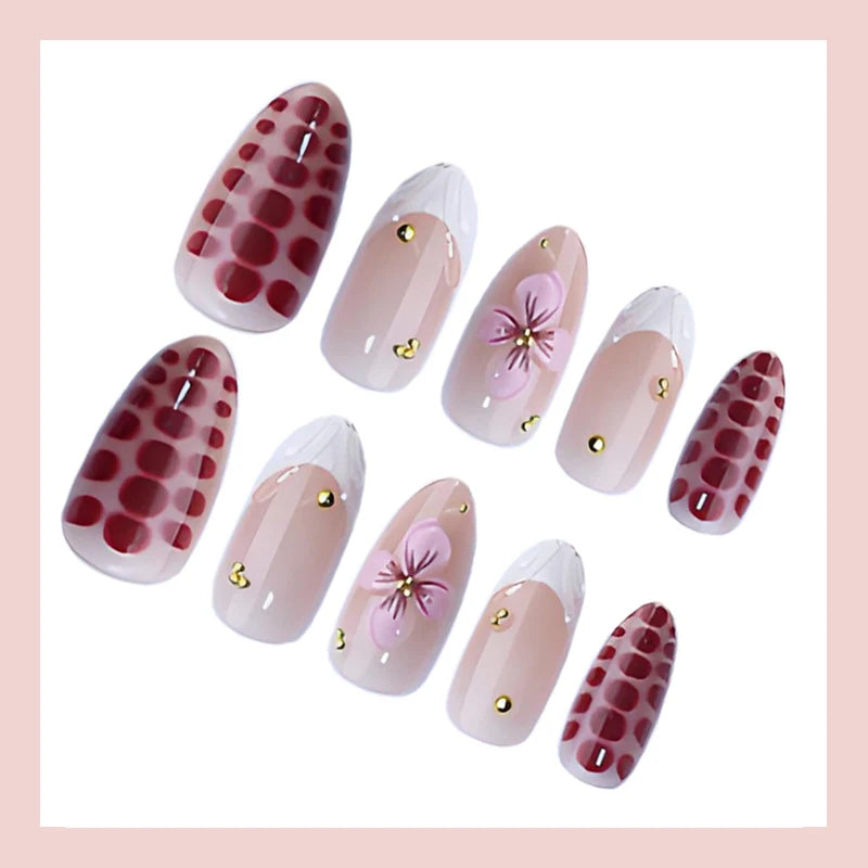 Press-On Nail Set Floral & Glitter Easy Application