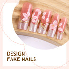 Press-On Nail Set Floral & Glitter Easy Application