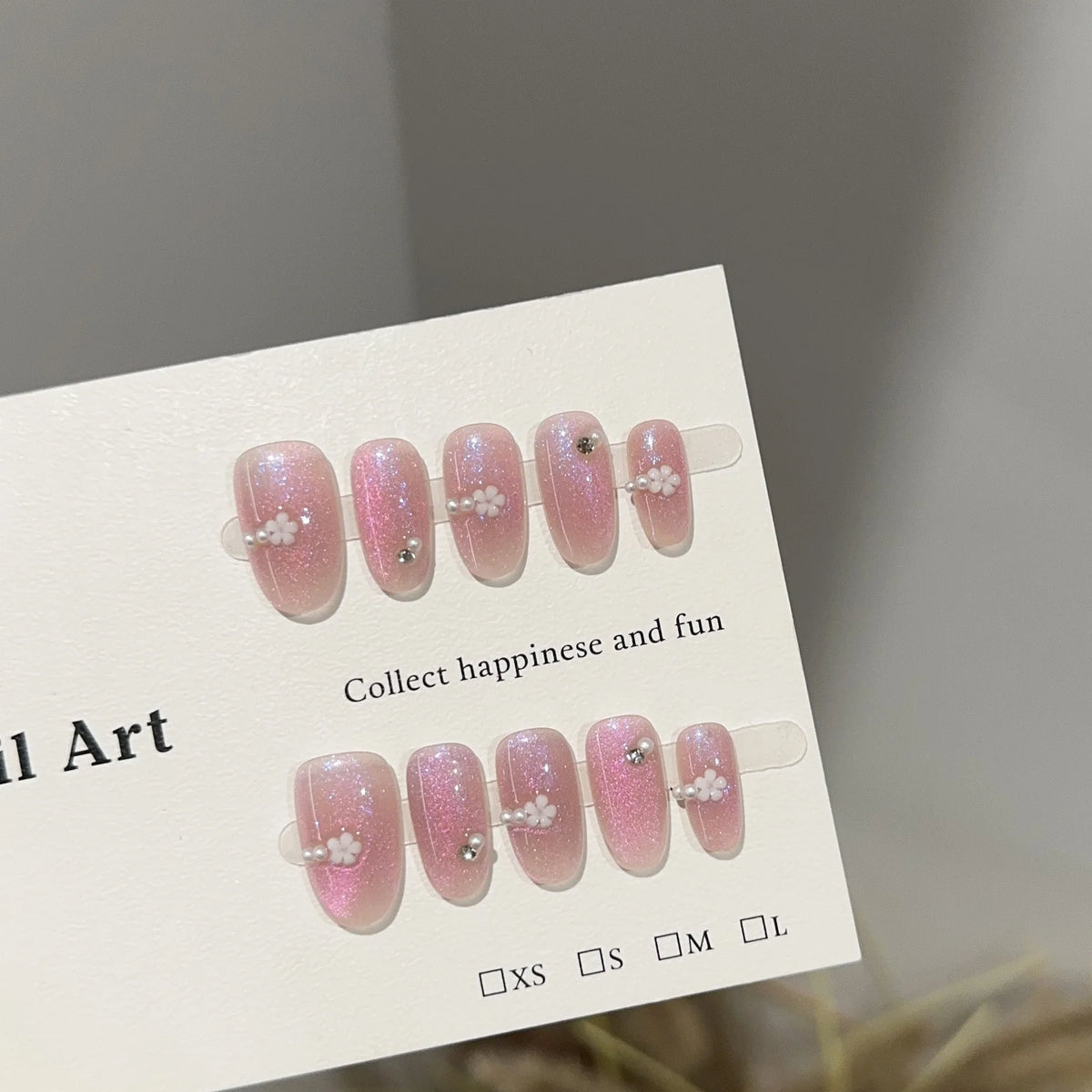 Press-On Nail Set Floral & Glitter Easy Application