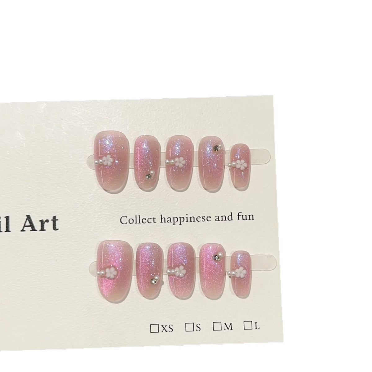 Press-On Nail Set Floral & Glitter Easy Application