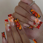 Press-On Nail Set Floral & Glitter Easy Apply