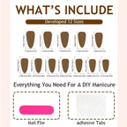 Press-On Nail Set Floral Glitter Easy-Apply Adhesive