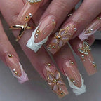 Press-On Nail Set Floral & Glitter Easy To Apply