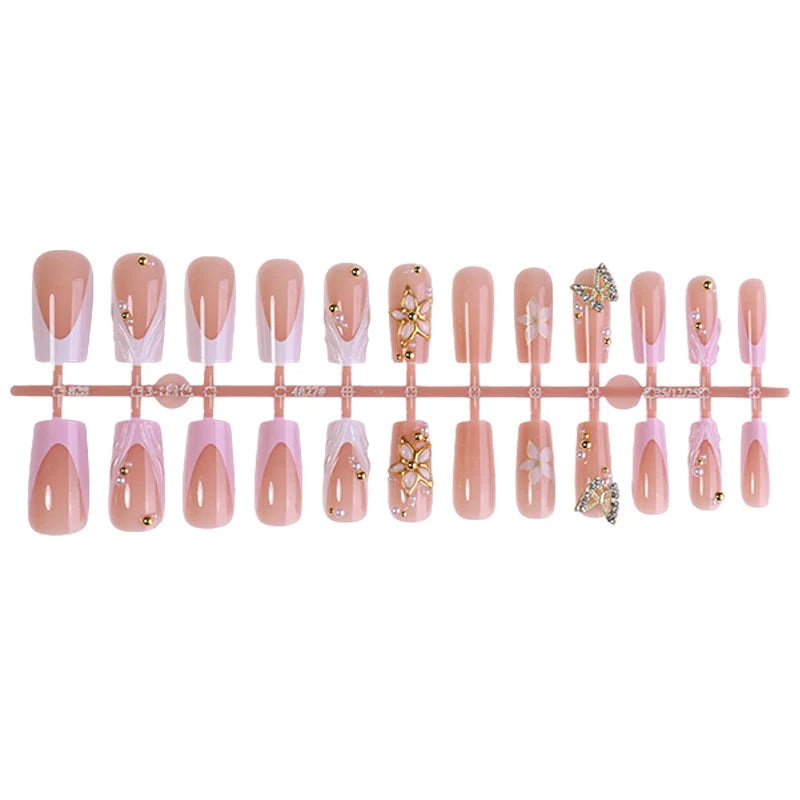 Press-On Nail Set Floral & Glitter Easy To Apply