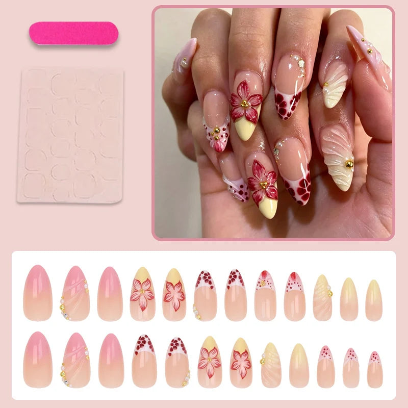 Press-On Nail Set Floral & Glitter Kit