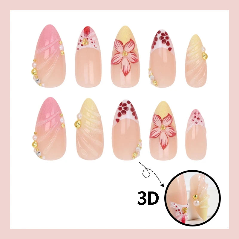 Press-On Nail Set Floral & Glitter Kit