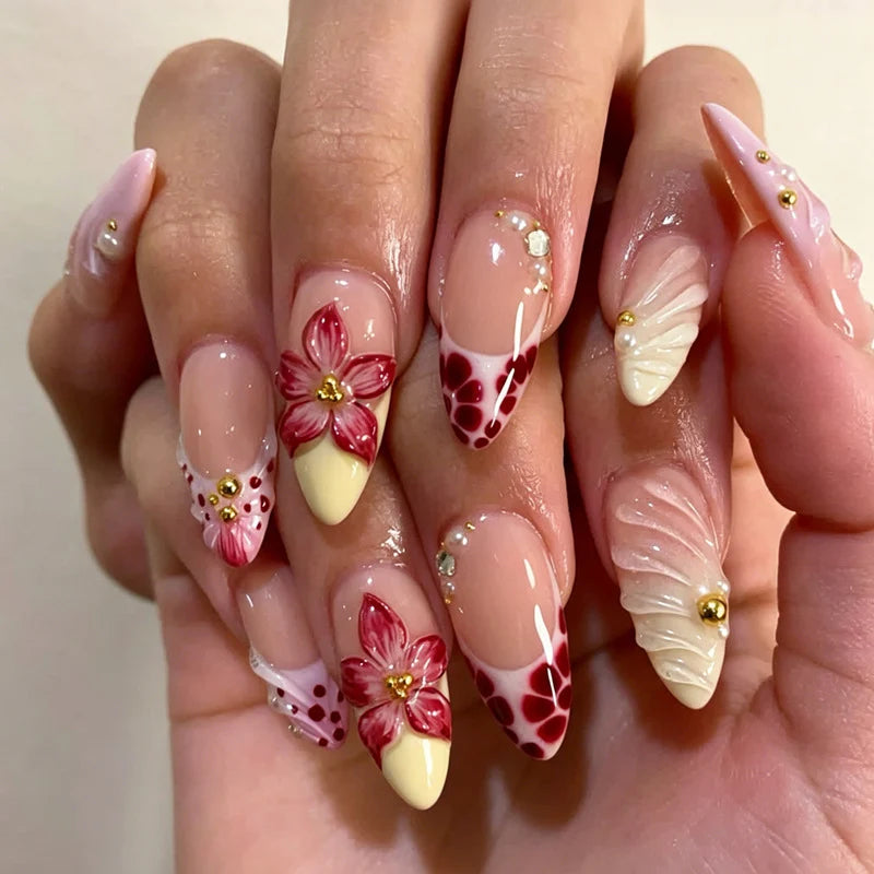 Press-On Nail Set Floral & Glitter Kit
