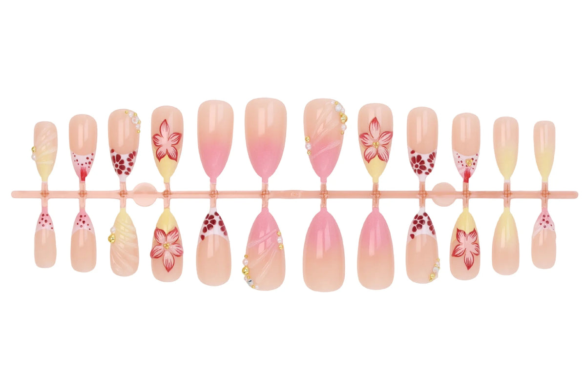 Press-On Nail Set Floral & Glitter Kit