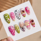 Press-On Nail Set Floral & Glitter Long-Lasting