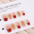 Press-On Nail Set Floral & Glitter Long-Lasting Reusable