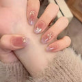 Press-On Nail Set Floral Glitter No Glue Comfort Fit