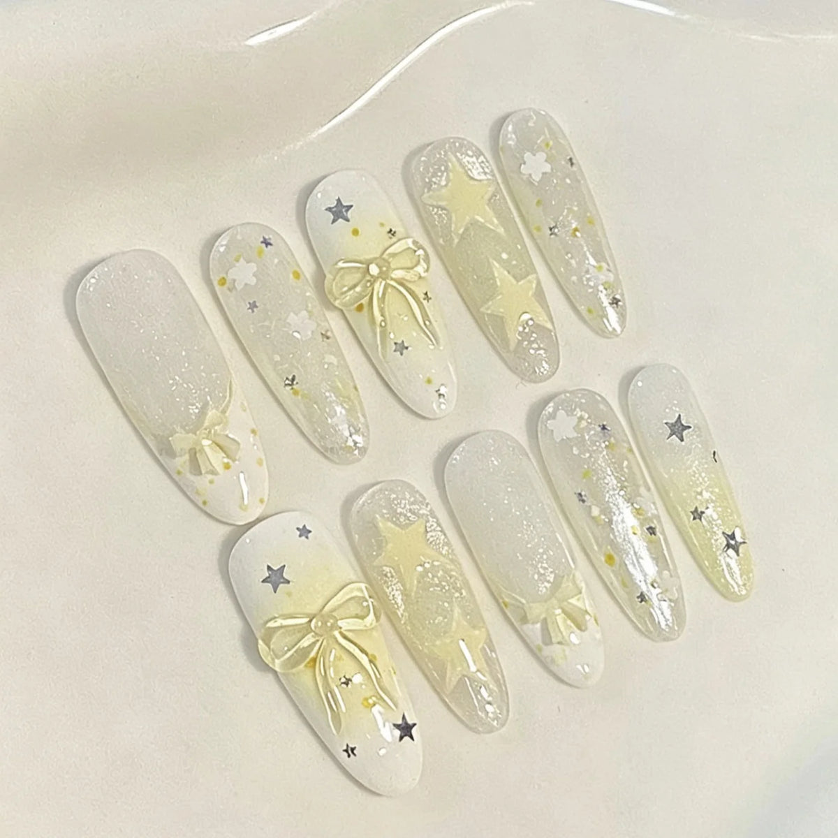 Press-On Nail Set Floral & Glitter Reusable