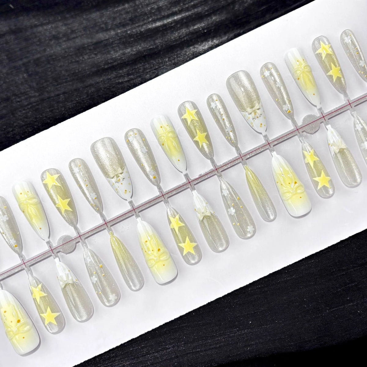 Press-On Nail Set Floral & Glitter Reusable