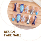 Press-On Nail Set Floral & Glitter Reusable