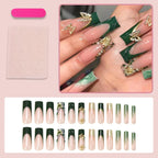 Press-On Nail Set Floral Glitter Reusable 35 Pieces
