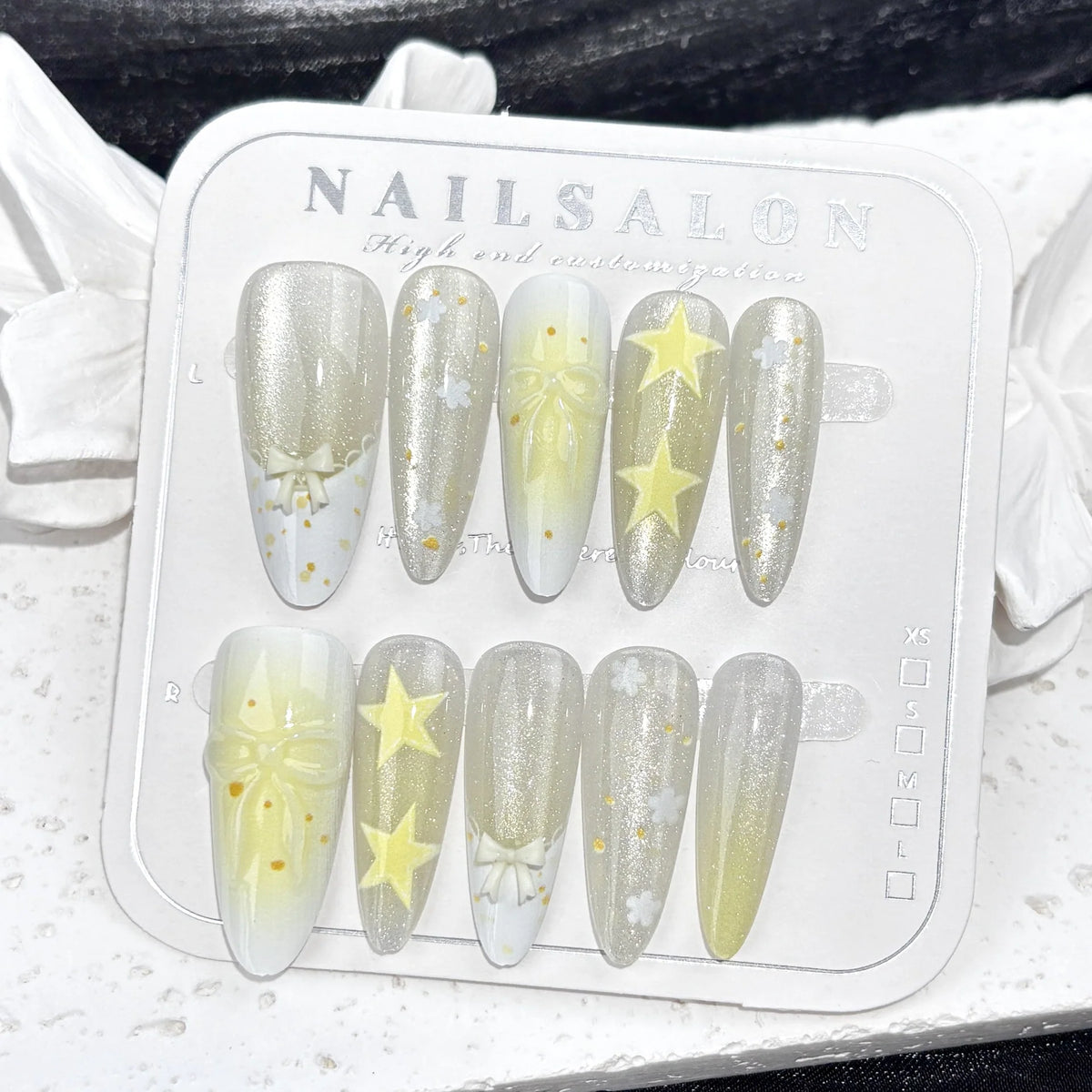 Press-On Nail Set Floral & Glitter Reusable
