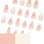 Press-On Nail Set Floral Glitter & Rhinestone Skin-Friendly