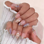 Press-On Nail Set Floral & Glitter Salon-Quality Reusable