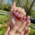 Press-On Nail Set Floral & Glitter Self-Adhesive