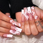 Press-On Nail Set Floral & Glitter Self-Adhesive 24-Piece