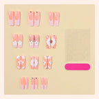 Press-On Nail Set Floral & Glitter Self-Adhesive 24-Piece