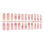 Press-On Nail Set Floral & Glitter Self-Adhesive 24-Piece