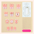 Press-On Nail Set Floral & Glitter Self-Adhesive 24-Piece